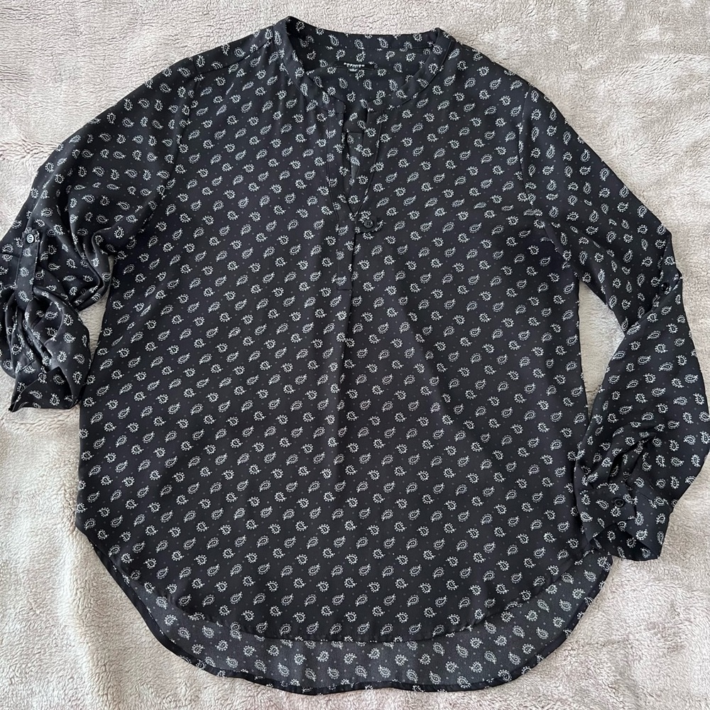 Paisley Print, Long Sleeved Blouse- L